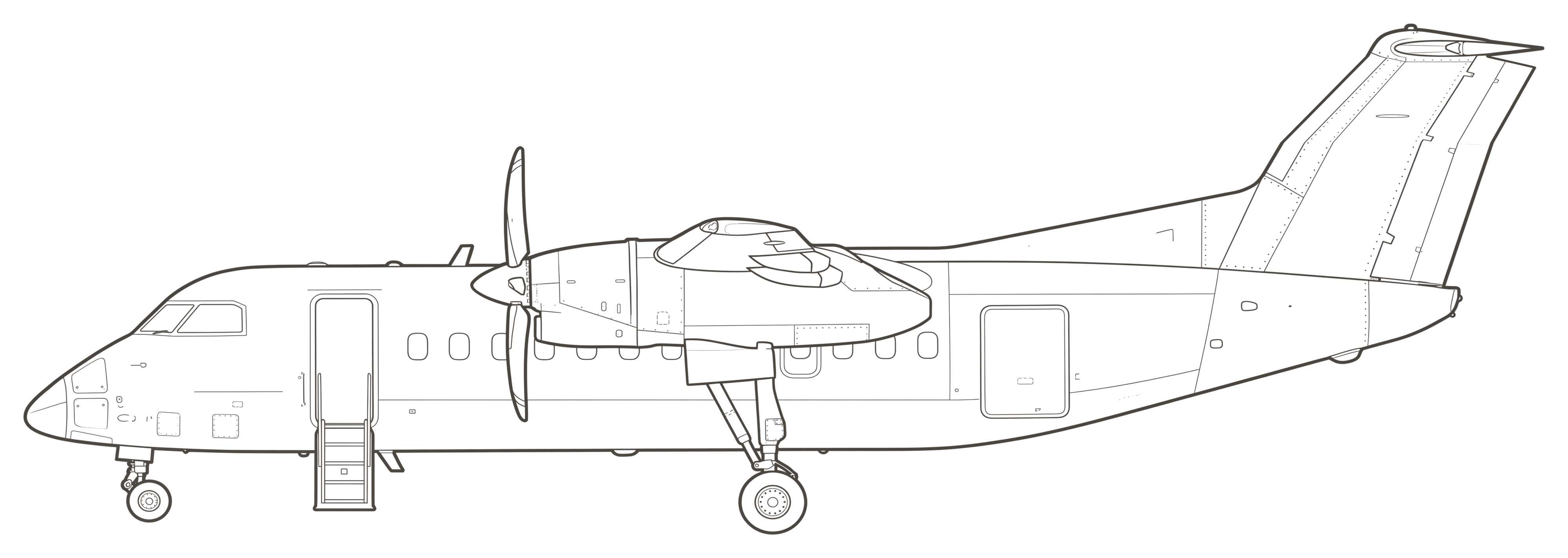 Dash 8, side view line drawing
