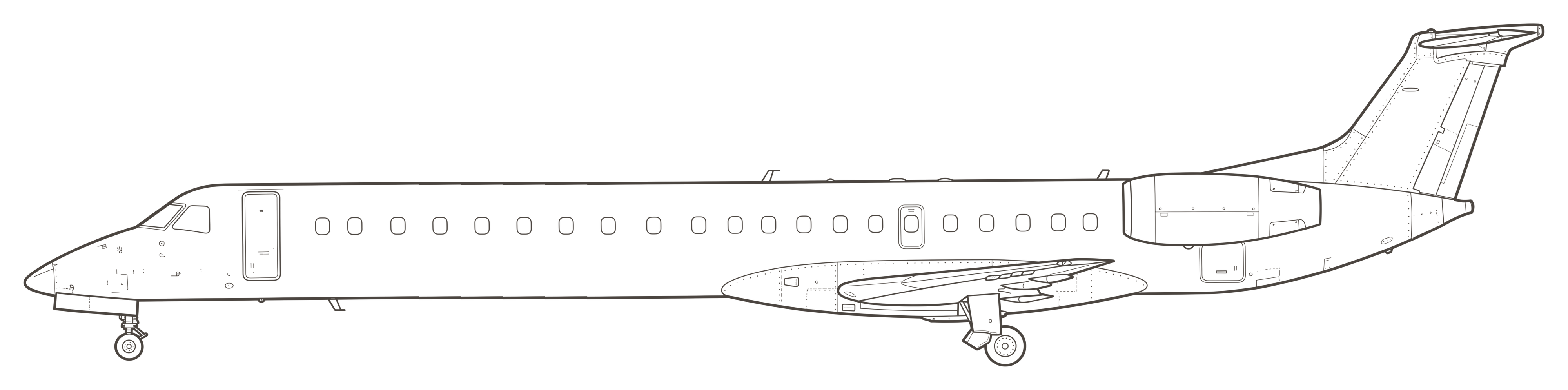 Embraer ERJ-145, side view line drawing